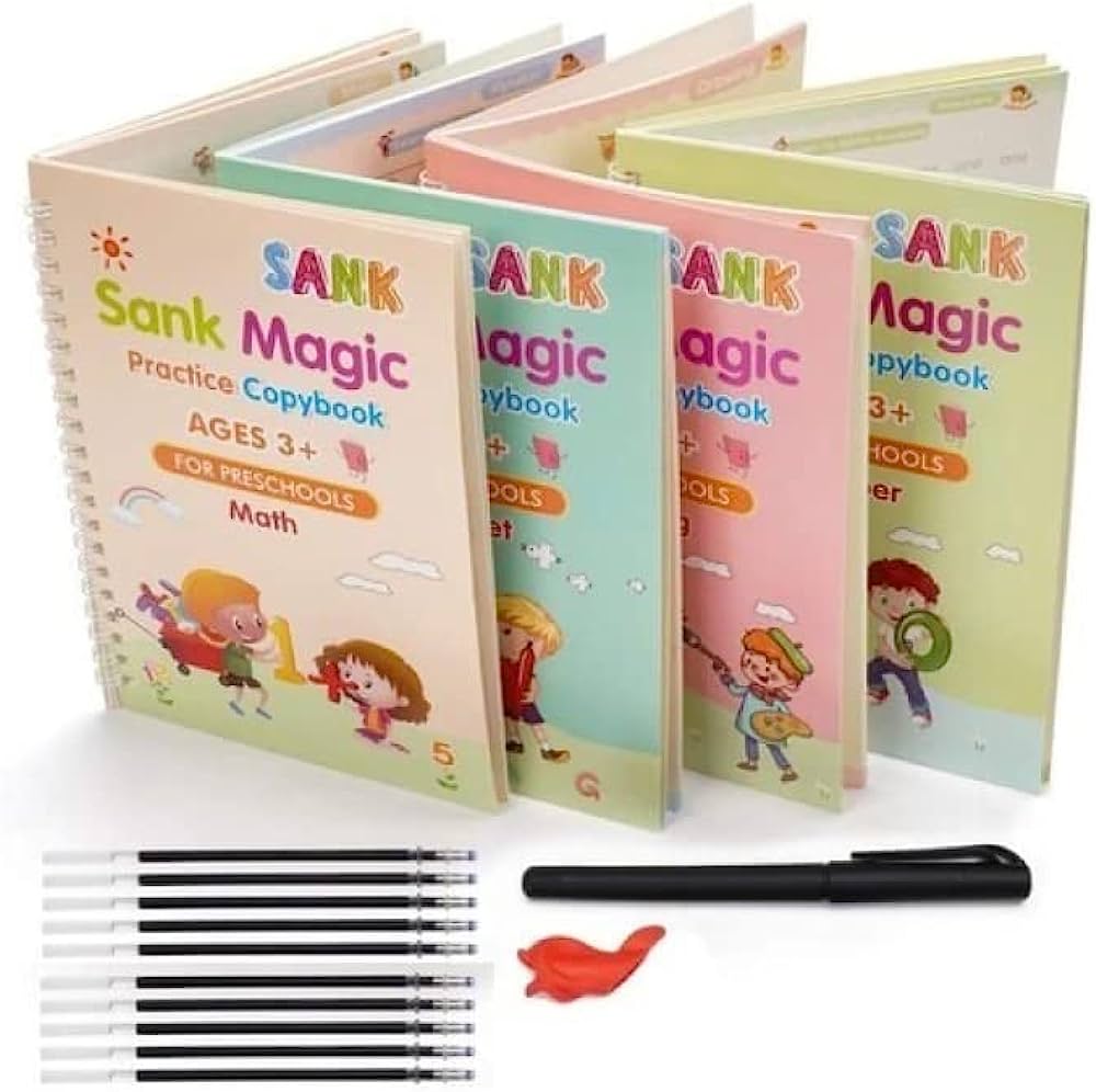 Kids Reusable Practice Book (4 Books + 1 Pen + 1 Grip & 10 Refills) Rs 999