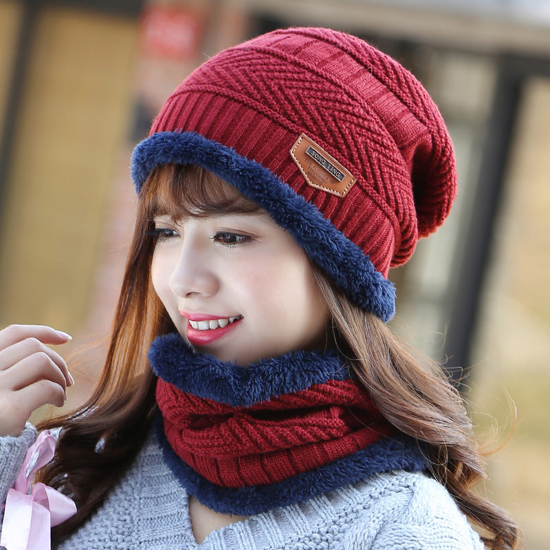 2 Items Song Ting Warm Knitted 1 Hat and 1 Neck Warmer Collar