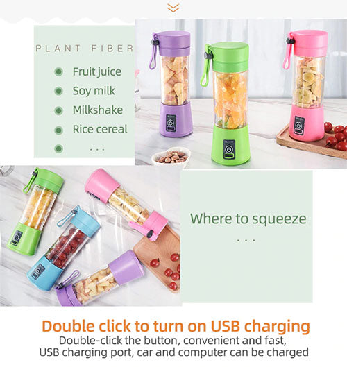 USB Rechargeable Juicer 6 Blades Electric Blender Portable Mixer