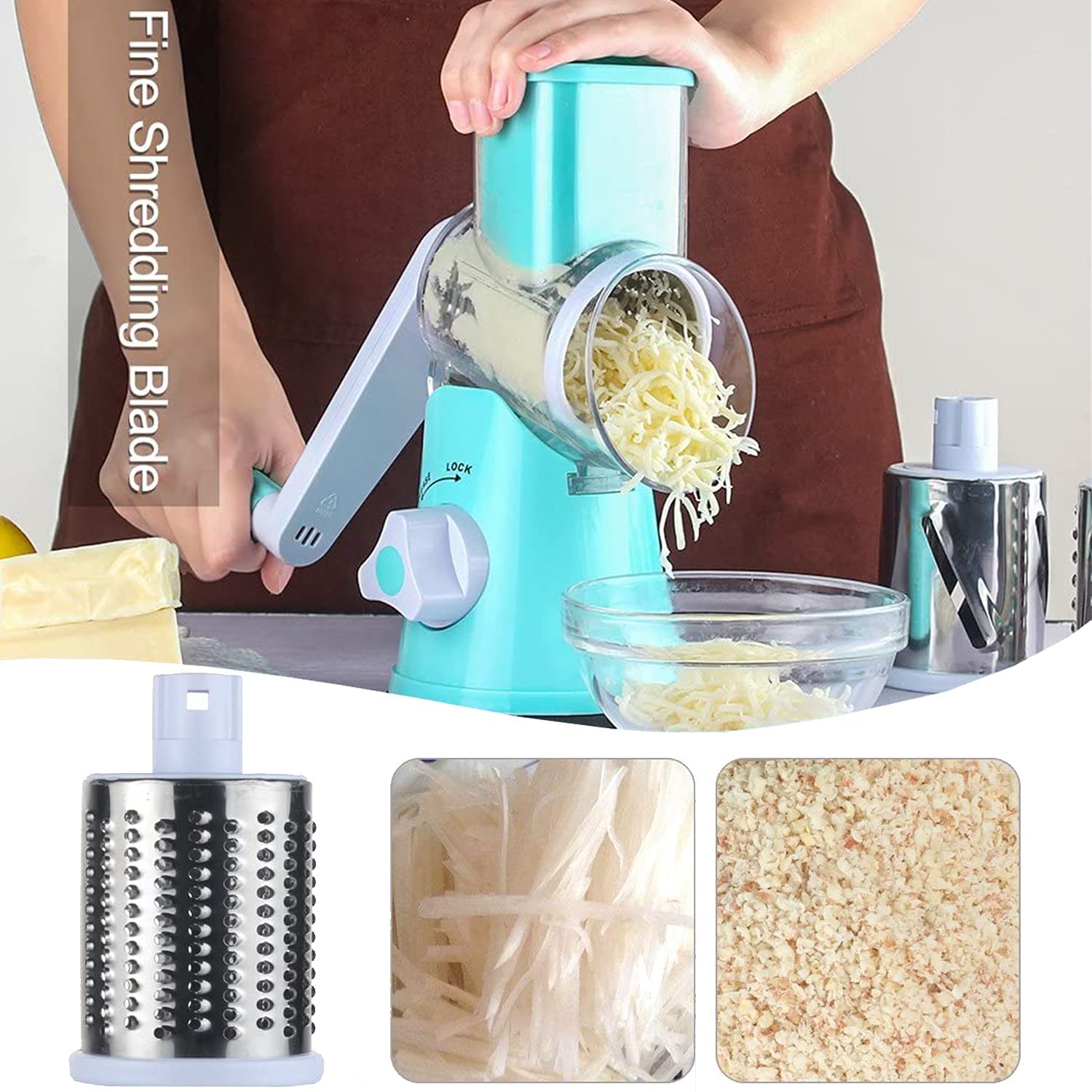 Multifunctional Manual Vegetable Spiral Slicer Cutter with Premium Hand Rotary Grater Drum Rs 1999