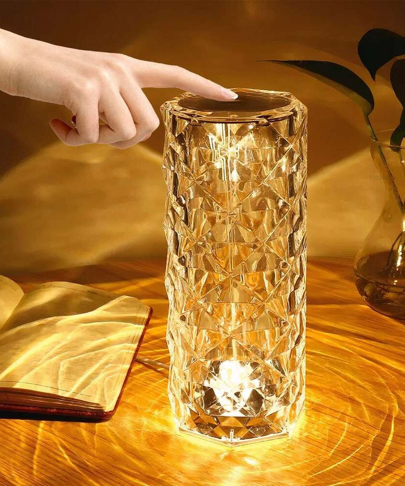 USB Rechargeable Crystal Rose Diamond Touch Lamp LED With RGB 16 Colors and Remote