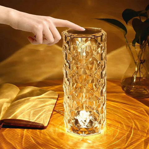 USB Rechargeable Crystal Rose Diamond Touch Lamp LED With RGB 16 Colors and Remote