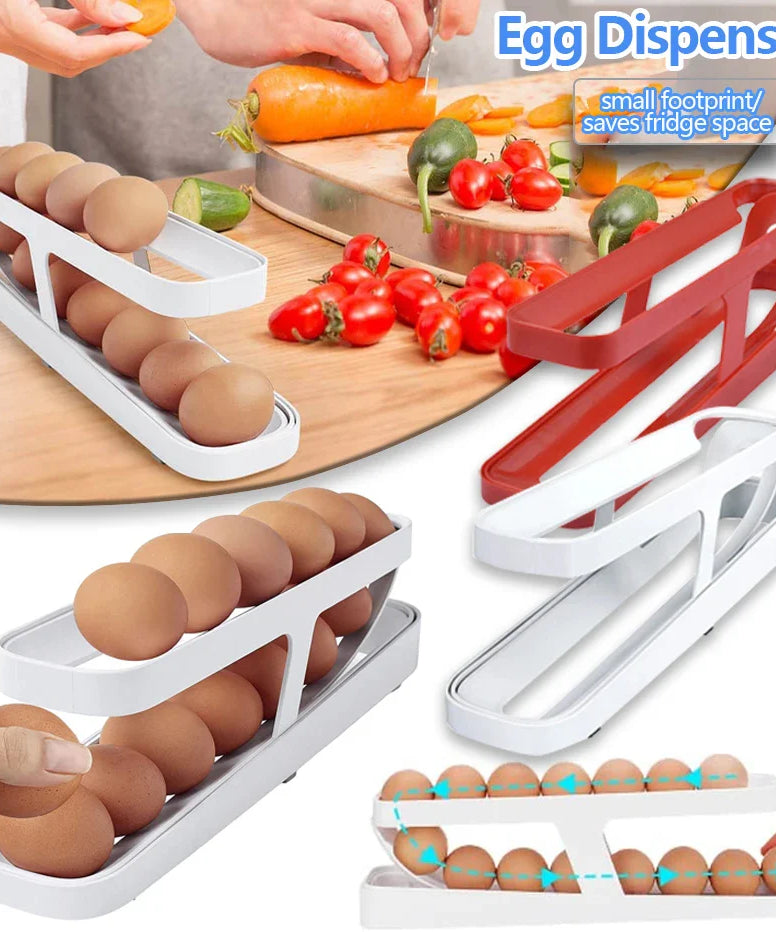Trending Egg Holder Dispensers With Automatically Rolling and Space Saving Egg Tray For Refrigerator and Kitchen in Just Rs 1199