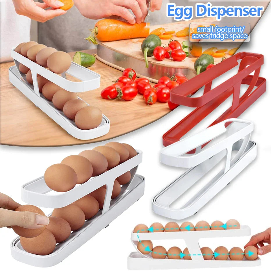 Trending Egg Holder Dispensers With Automatically Rolling and Space Saving Egg Tray For Refrigerator and Kitchen in Just Rs 1199