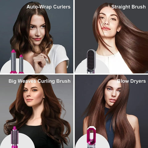 5 in 1 Curling Wand Set Professional Hot Hair Dryer Styler Curling Iron for Multiple Hair Types and Styles