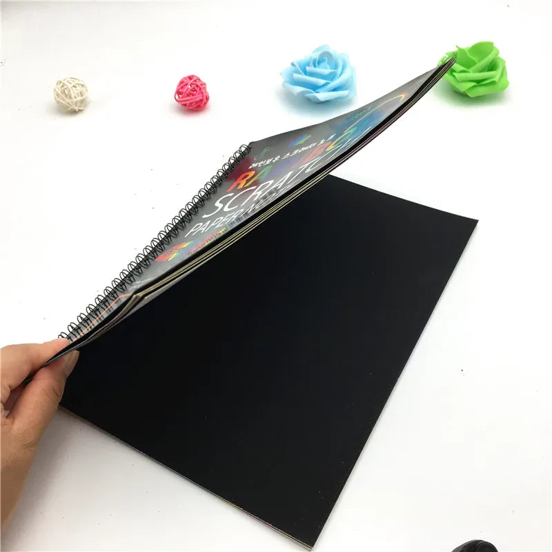 (Pack of 3) A4 Drawing Book 30 Pages Rainbow Scratch Paper Notes For Scratch Art Activity