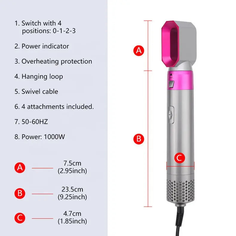 5 in 1 Curling Wand Set Professional Hot Hair Dryer Styler Curling Iron for Multiple Hair Types and Styles