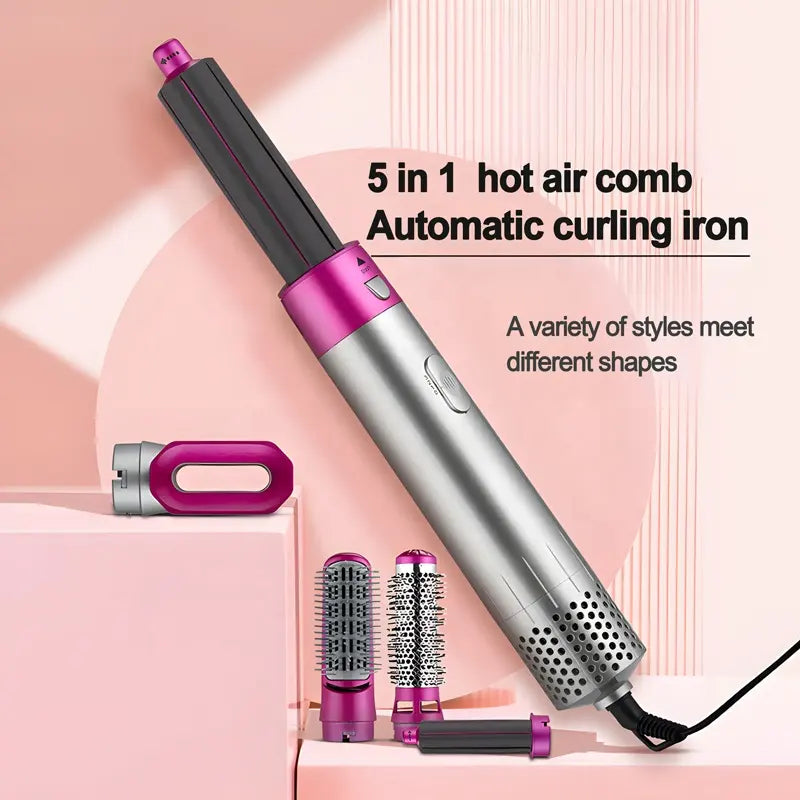 5 in 1 Curling Wand Set Professional Hot Hair Dryer Styler Curling Iron for Multiple Hair Types and Styles