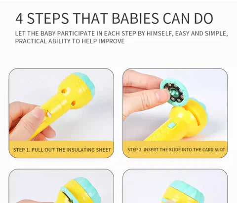 Portable Mini Projector Torch Toy Slide Flashlight with 3 Slides 24 Patterns For Kids Education Learning Night Light