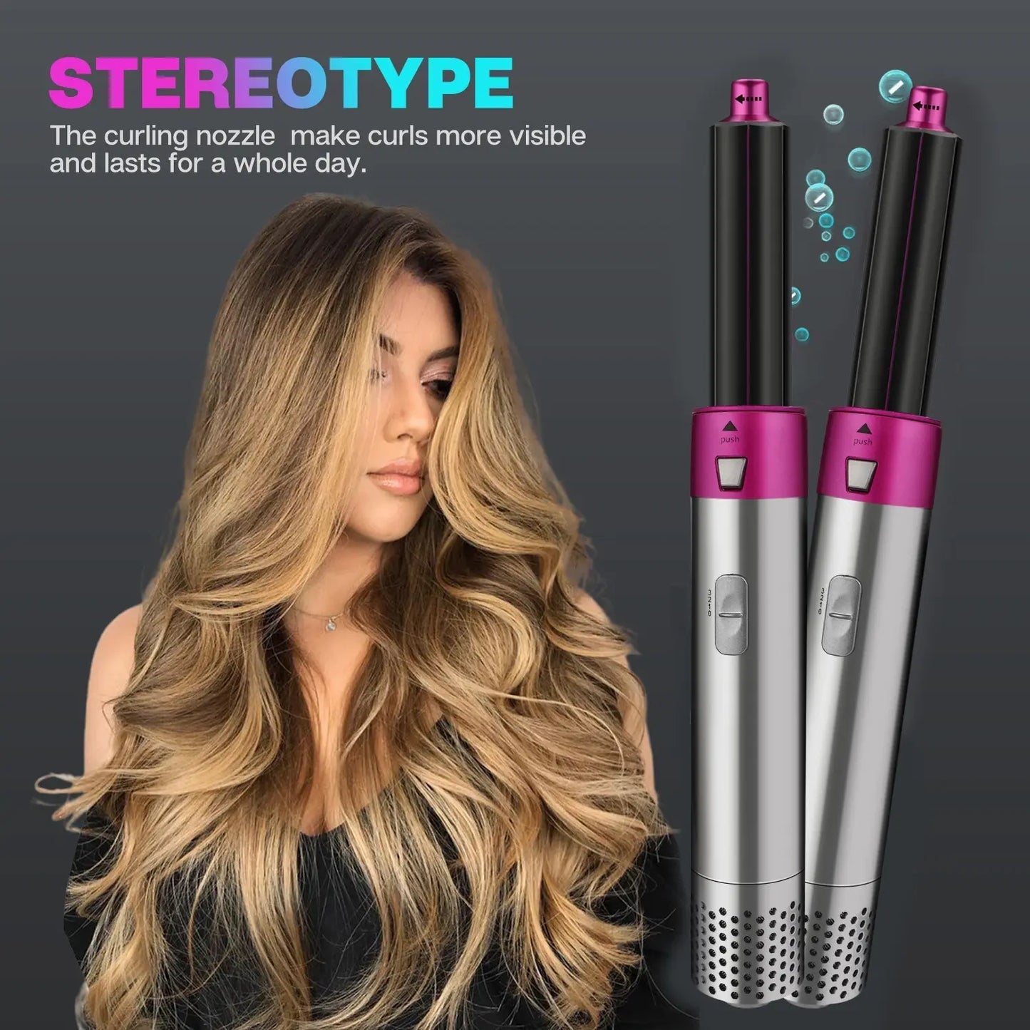 5 in 1 Curling Wand Set Professional Hot Hair Dryer Styler Curling Iron for Multiple Hair Types and Styles