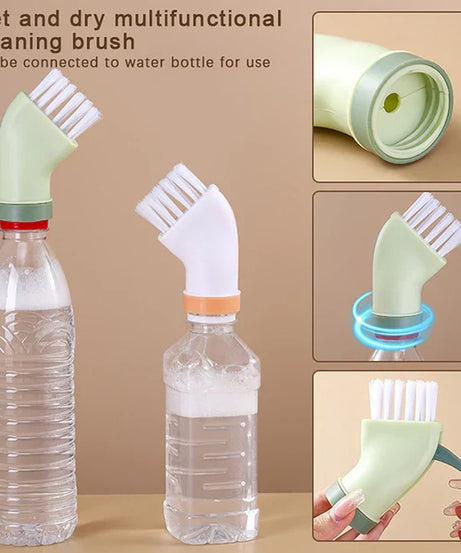 (Pack of 2) Multi-use Wet & Dry Cleaning Brush Can Be Connected to Mineral Water Bottle for Home and Office Use