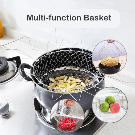 RAMZAN SALE is LIVE! High-Quality Stainless Steel Foldable Chef Basket For Fried Food and Fruits with SAMOOSA MAKER FREE