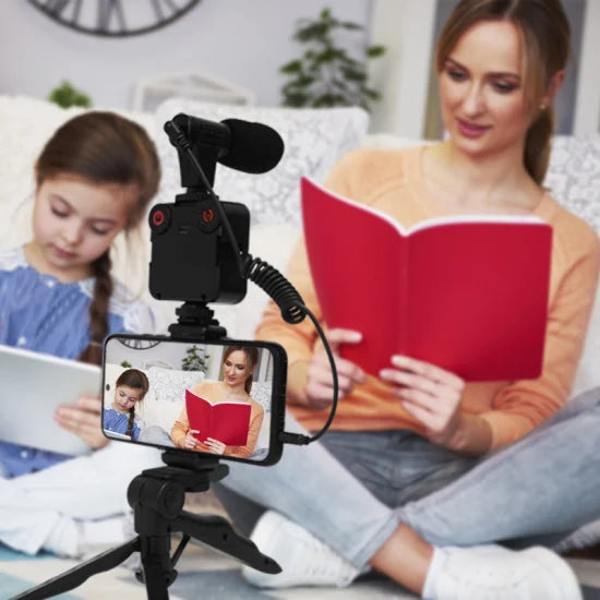 Imported All in one Vlogging Video Making Kit Super Flexible Universal Tripod with Microphone and Light