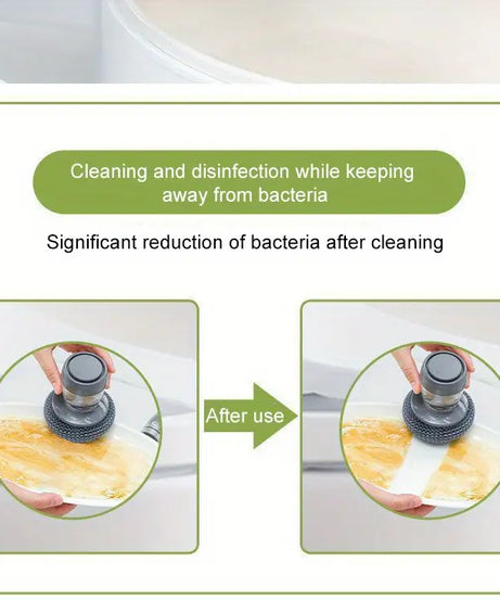 (Buy 1 Get 1 Free) 2 Piece Kitchen Cleaning Dish Brush Scrubber with Soap Dispenser