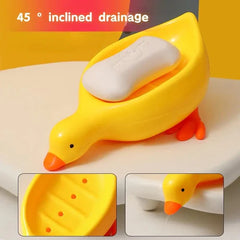 (Pack of 2) Adorable Soap Holder Dish Self Draining Water Resistant Duck Tray For Sink and Bathroom Countertop Accessories