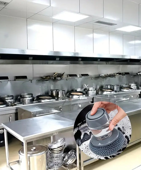 (Buy 1 Get 1 Free) 2 Piece Kitchen Cleaning Dish Brush Scrubber with Soap Dispenser