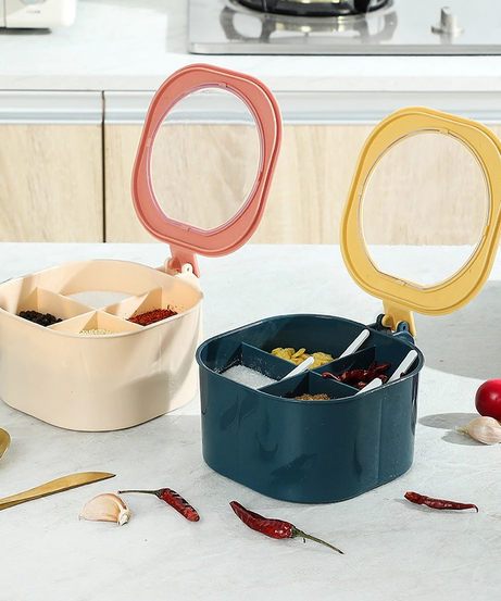 (Pack of 2) High Quality 4 In 1 Partition Kitchen Seasoning Spice Box For Kitchen