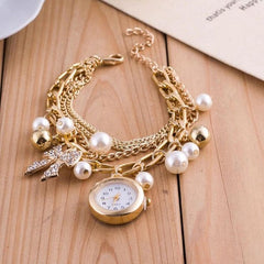 Buy 1 Get 1 Free Offer Ladies Luxury Pearls Bracelet Wrist Watch