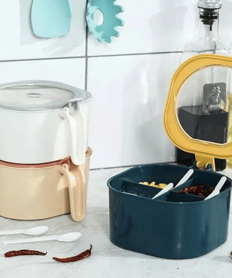 (Pack of 2) High Quality 4 In 1 Partition Kitchen Seasoning Spice Box For Kitchen