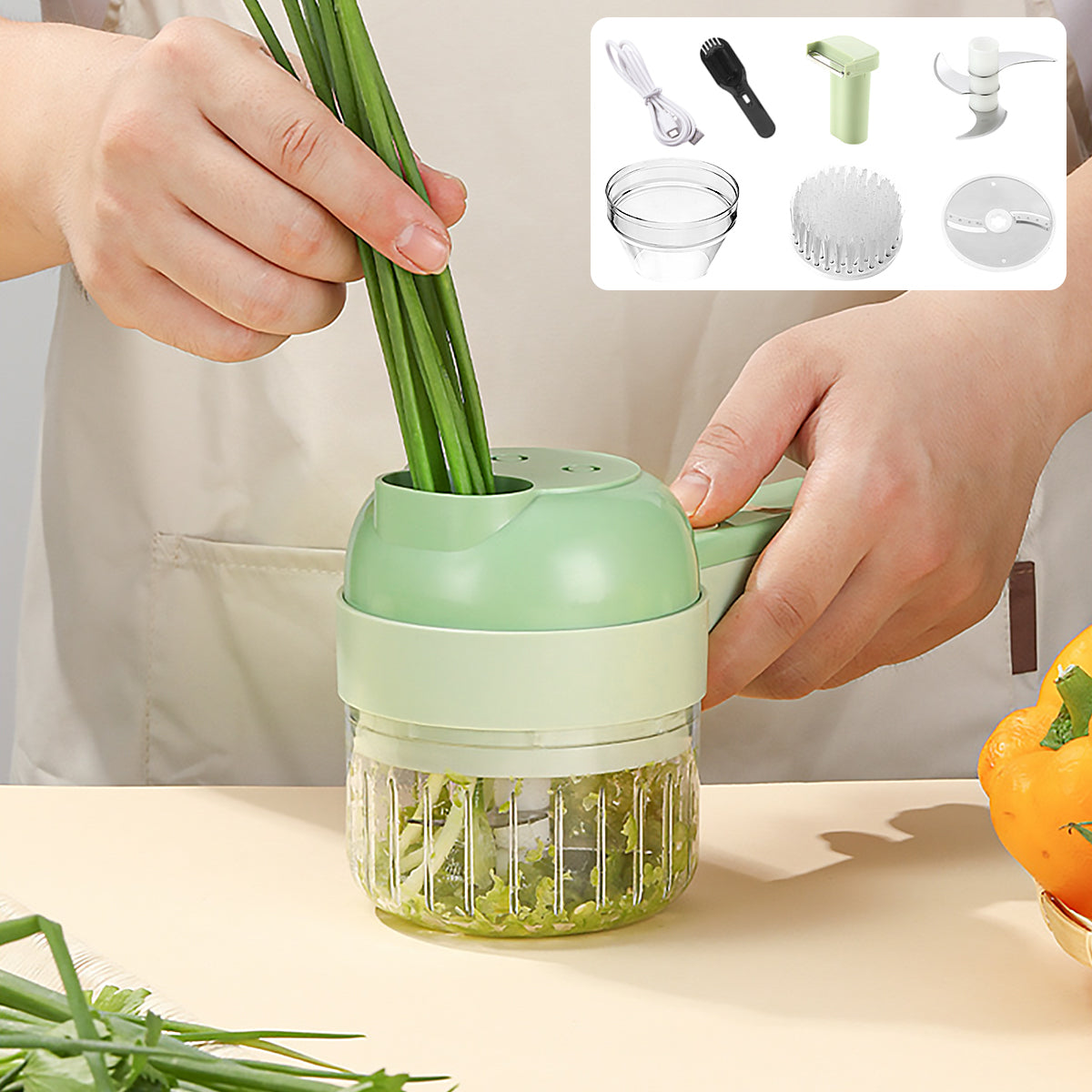 New Upgraded Electric Food Chopper Vegetable Chopper Vegetable Slicer Garlic Crusher Meat Grinder Machine Peeler Kitchen Tools