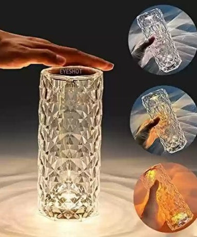 USB Rechargeable Crystal Rose Diamond Touch Lamp LED With RGB 16 Colors and Remote