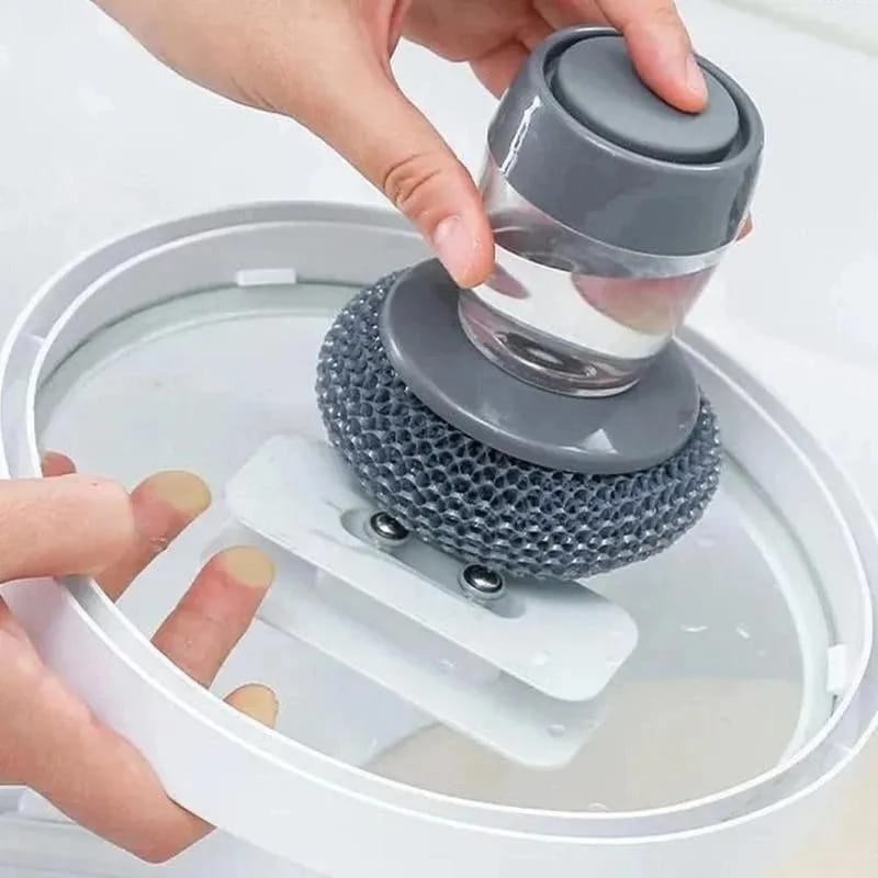 (Buy 1 Get 1 Free) 2 Piece Kitchen Cleaning Dish Brush Scrubber with Soap Dispenser