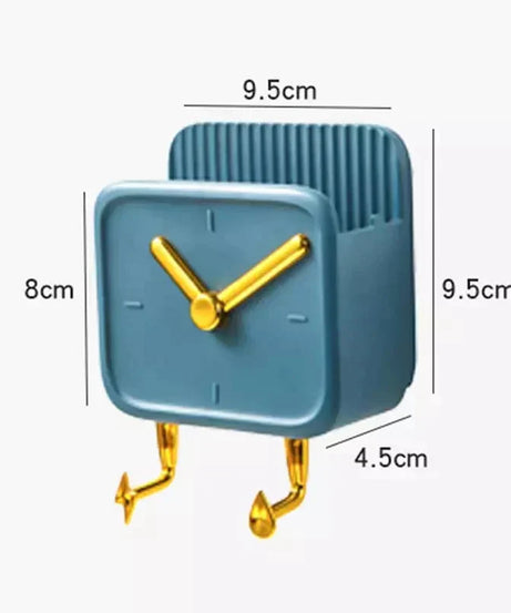 (Pack of 2) Creative Clock Wall Hanging Storage Box with Hook Kitchen & Bathroom Bedside and Organizer Shelf Mobile Phone Holder