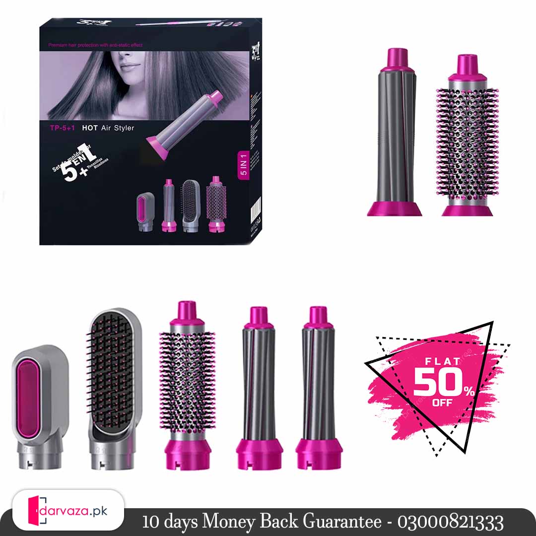 5 in 1 Curling Wand Set Professional Hot Hair Dryer Styler Curling Iron for Multiple Hair Types and Styles