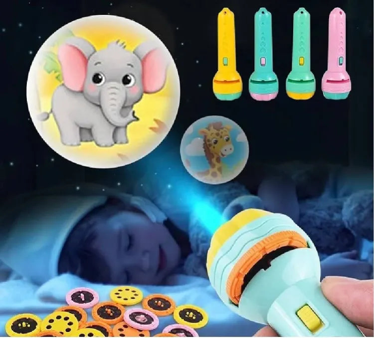 Portable Mini Projector Torch Toy Slide Flashlight with 3 Slides 24 Patterns For Kids Education Learning Night Light