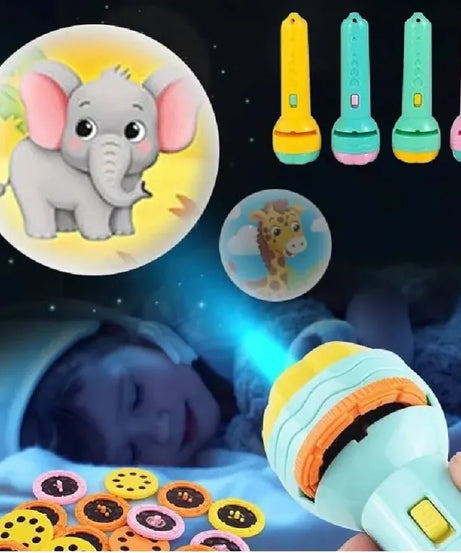 Portable Mini Projector Torch Toy Slide Flashlight with 3 Slides 24 Patterns For Kids Education Learning Night Light