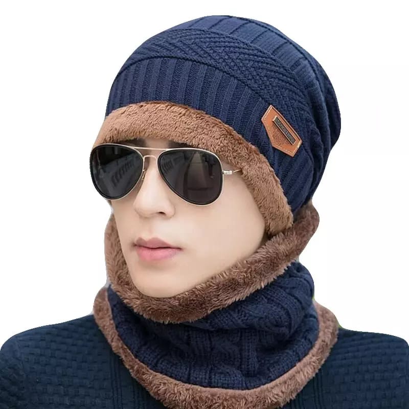 2 Items Song Ting Warm Knitted 1 Hat and 1 Neck Warmer Collar