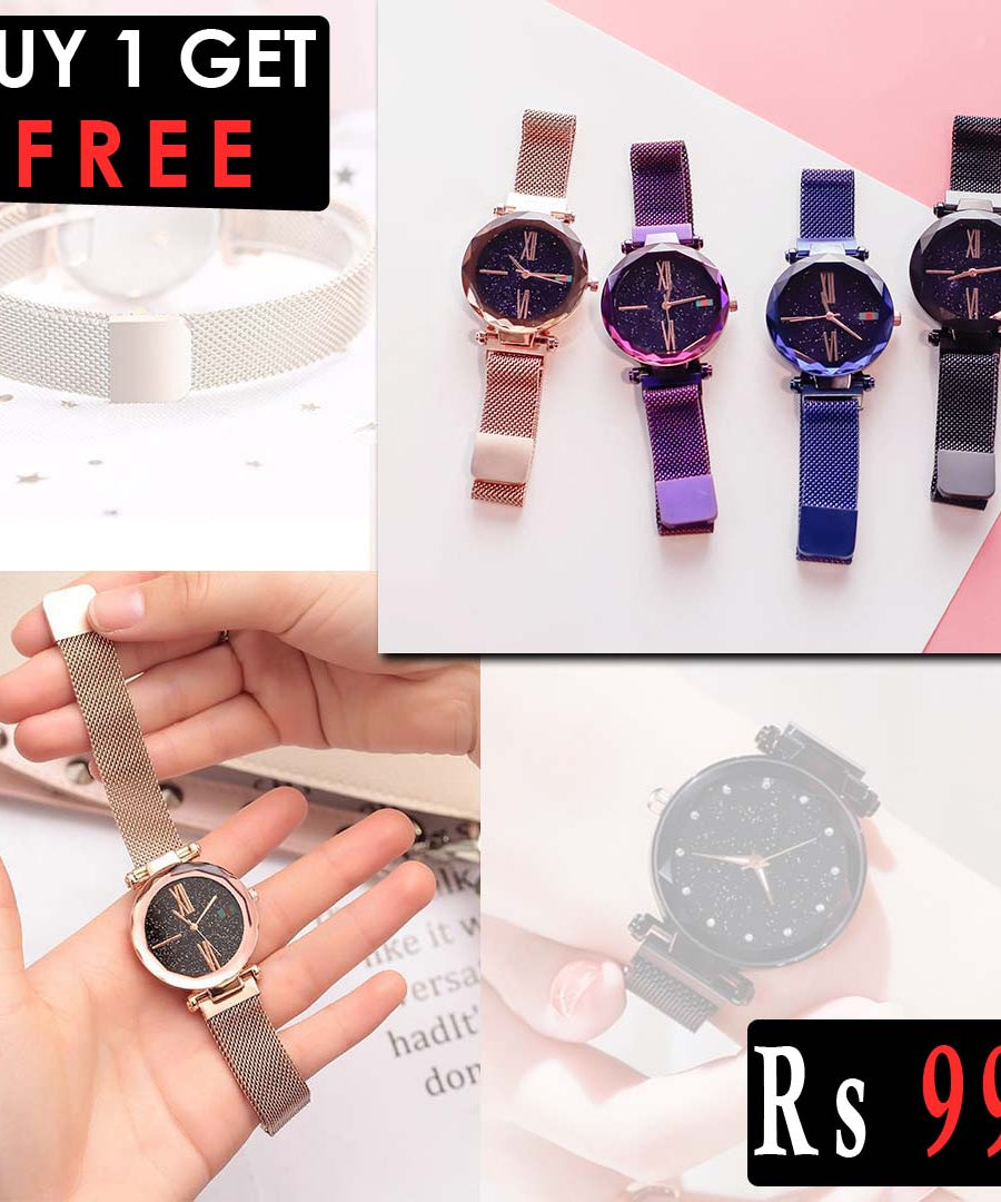 Bundle of 3 ladies Luxury Starry Sky Magnet Wrist Watches