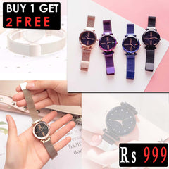 Imported bundle of 3 ladies luxury starry sky magnet wrist watches Rs 999