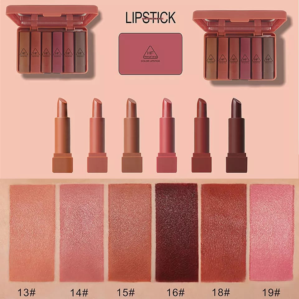 PUMPKIN COLOR MATTE LONG-LASTING LIPSTICK SET 6 Pcs Pack Rs 899