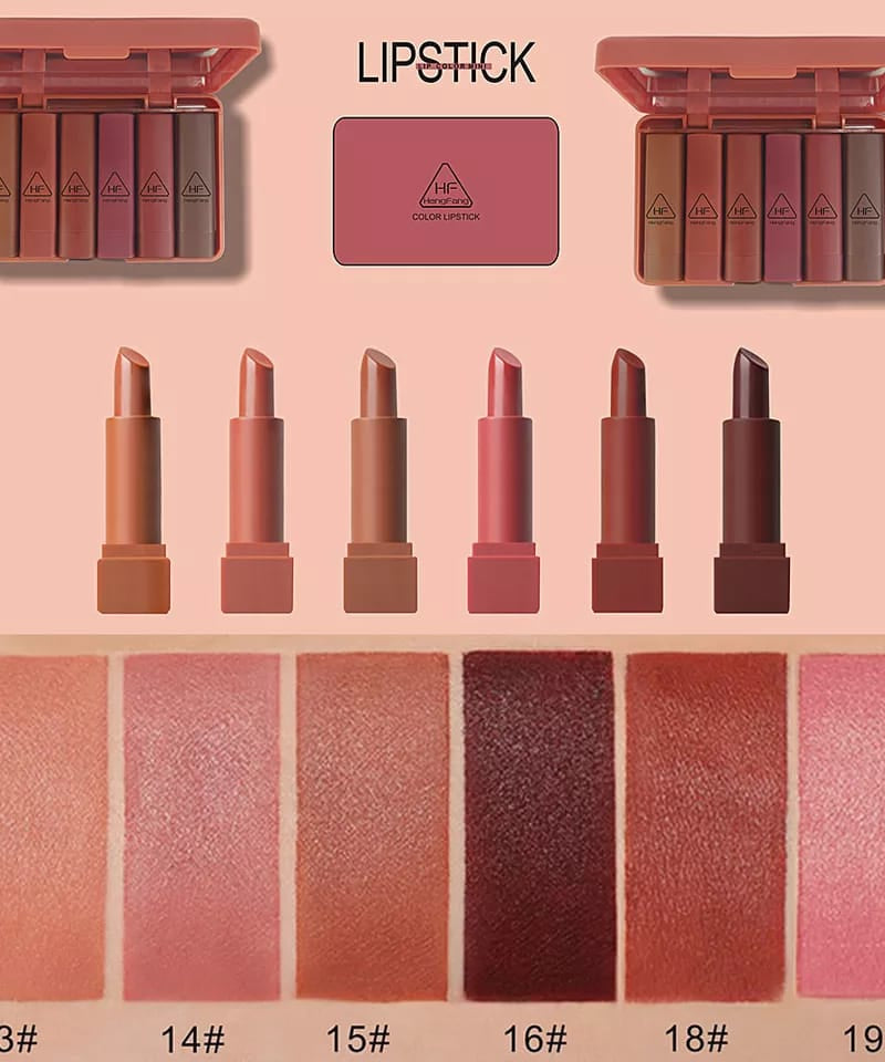 PUMPKIN COLOR MATTE LONG-LASTING LIPSTICK SET 6 Pcs Pack Rs 899