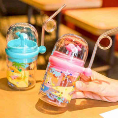 Whale Spray Water Bottle with Straw and Cup For Baby Feeding and Drinking