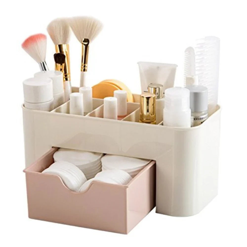 Multipurpose Storage Box/Organizer with Multi Sections and Drawer For Storage of Cosmetics Jewellery and Small Stationary Items