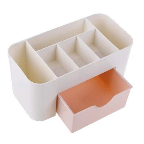 Multipurpose Storage Box/Organizer with Multi Sections and Drawer For Storage of Cosmetics Jewellery and Small Stationary Items