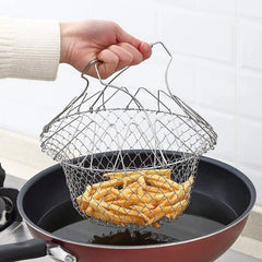 Multi - Purpose Frying Basket, Stainless Steel Frying Basket, Kitchen Foldable Steam Rinse Strain in Just Rs. 1499