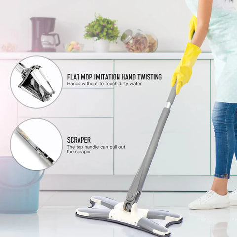 X Type Floor Squeeze 360 Degree Mop with Replacement Mop Pads in Just Rs 1,399.00