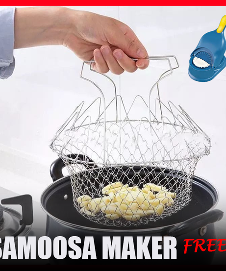 RAMZAN SALE is LIVE! High-Quality Stainless Steel Foldable Chef Basket For Fried Food and Fruits with SAMOOSA MAKER FREE