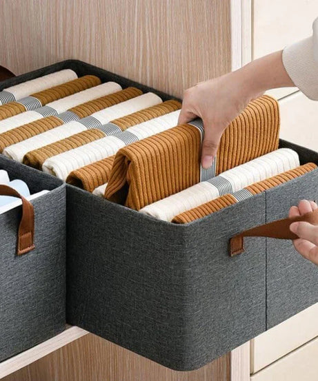 (Pack of 2) Washable Wardrobe Clothes Organiser (with Rod), Jeans Compartment Storage Box in Just Rs 1199