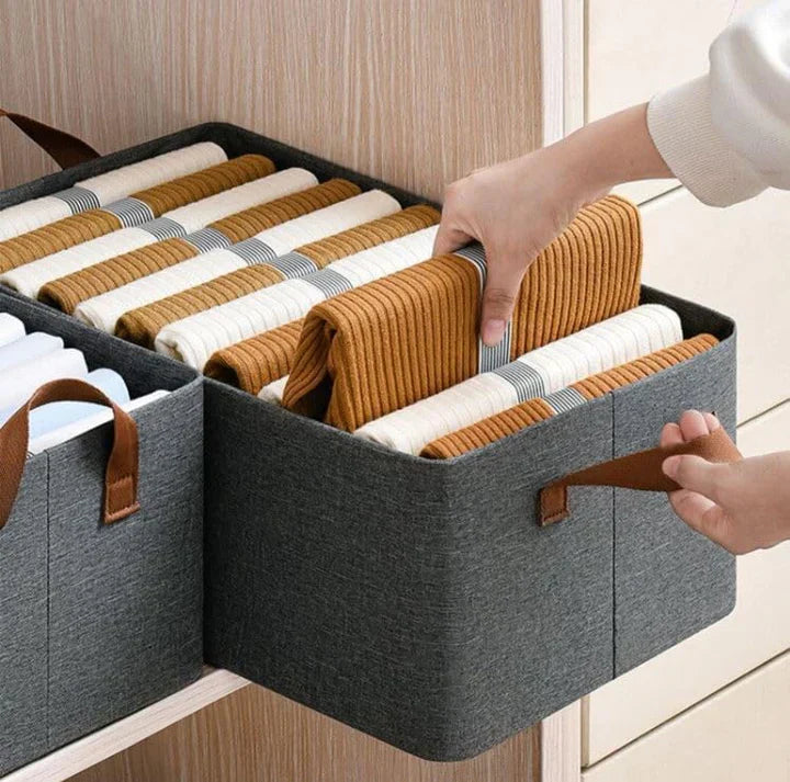 (Pack of 2) Washable Wardrobe Clothes Organiser (with Rod), Jeans Compartment Storage Box in Just Rs 1199