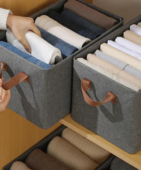 (Pack of 2) Washable Wardrobe Clothes Organiser (with Rod), Jeans Compartment Storage Box in Just Rs 1199