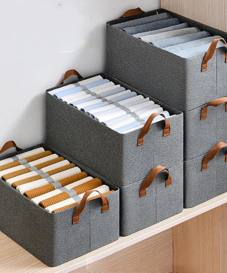 (Pack of 2) Washable Wardrobe Clothes Organiser (with Rod), Jeans Compartment Storage Box in Just Rs 1199