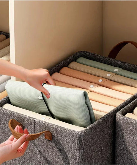 (Pack of 2) Washable Wardrobe Clothes Organiser (with Rod), Jeans Compartment Storage Box in Just Rs 1199