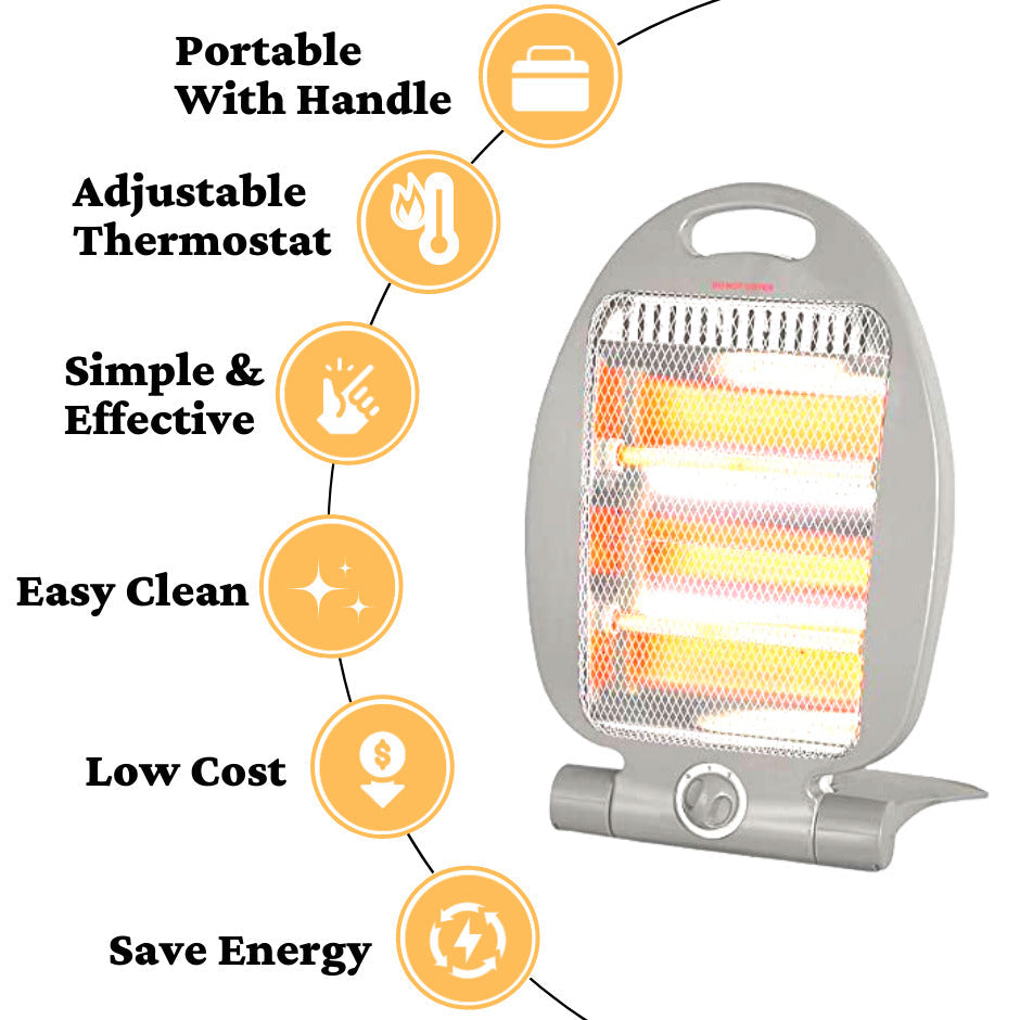 Imported Electric Heater with 2 Bar Quartz Tubes Overheat Protection With Energy Saver