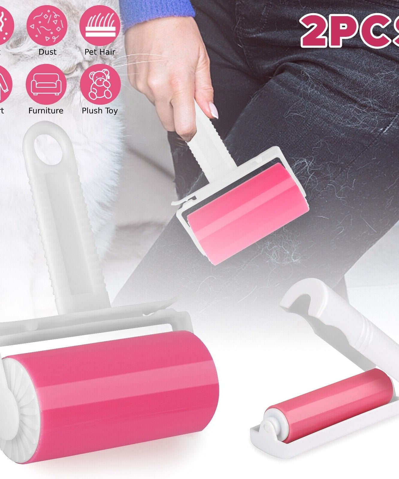 (2 Pc) Sticky Master Lint Roller It’s Tapeless, Washable, and Reusable for Lint Remove
